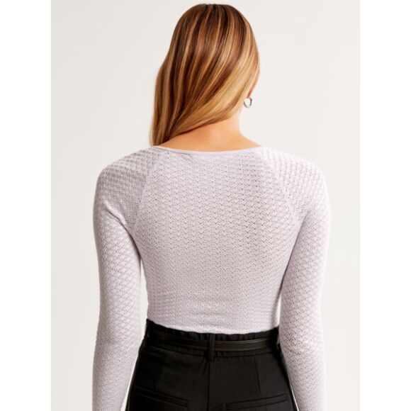 NWT Women's Abercrombie & Fitch Pointelle Square Neck Bodysuit - Size M - Picture 5 of 7